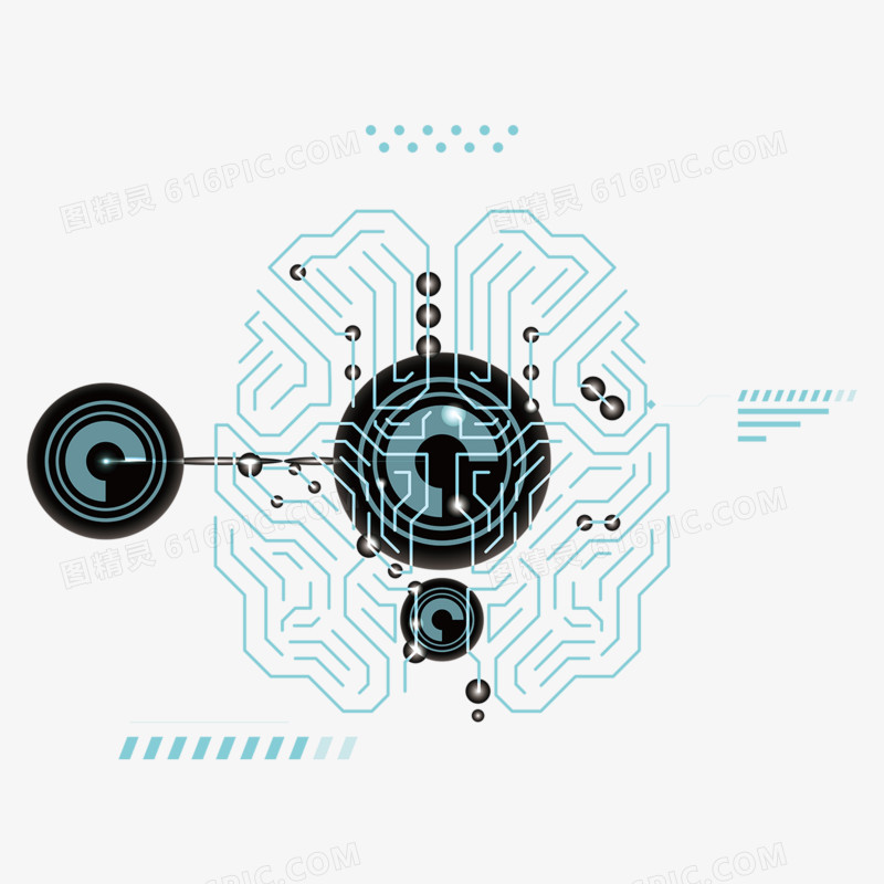 科技感线路大脑装饰元素