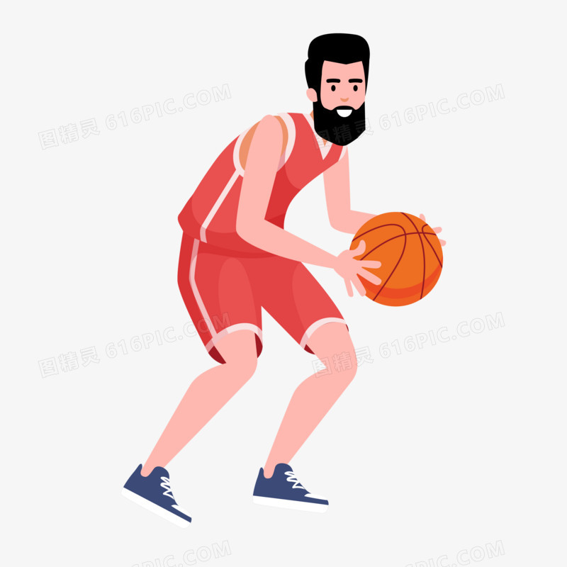 图精灵 免抠元素 卡通手绘 > 红队篮球运动员传球动作元素