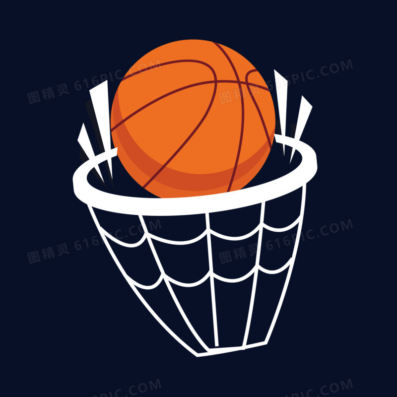 篮球进球篮筐得分特写元素