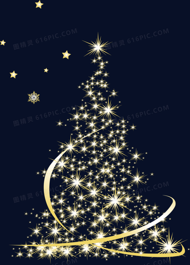 黄色梦幻圣诞树星星装饰