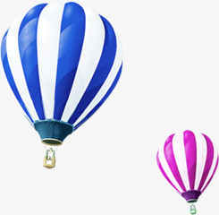 飘扬在天空的蓝紫热气球