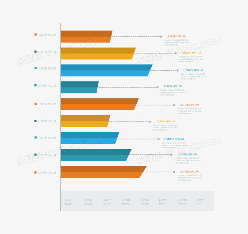 横向长条分类内容占比标题PPT图表元素