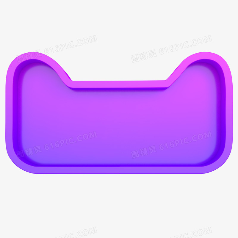 紫色简约C4D立体创意天猫猫头LOGO装饰