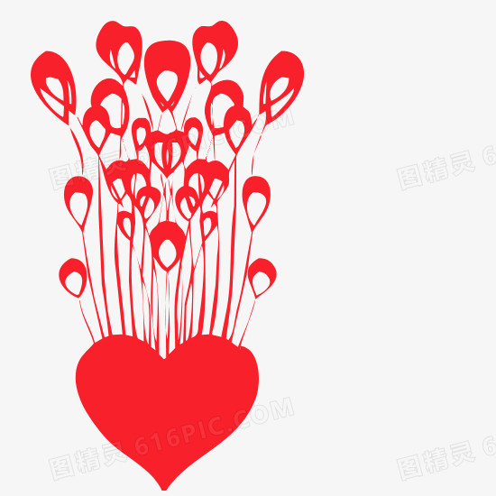 卡通红色爱心长线气球
