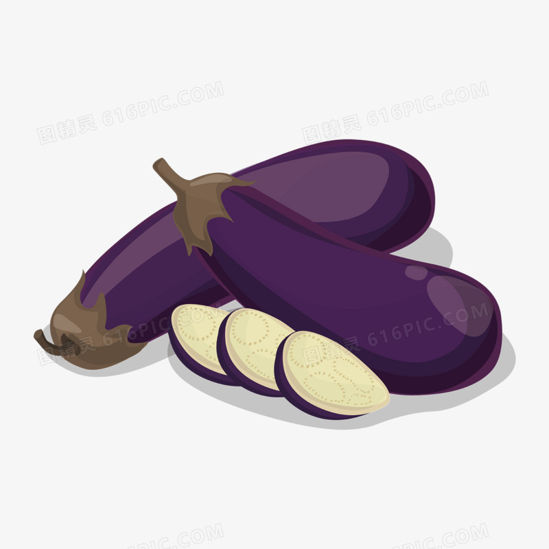 紫色手绘茄子免抠元素