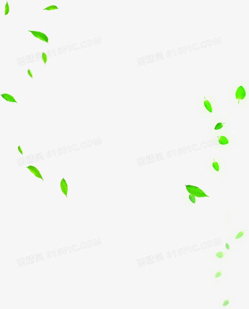 绿色春天卡通树叶漂浮