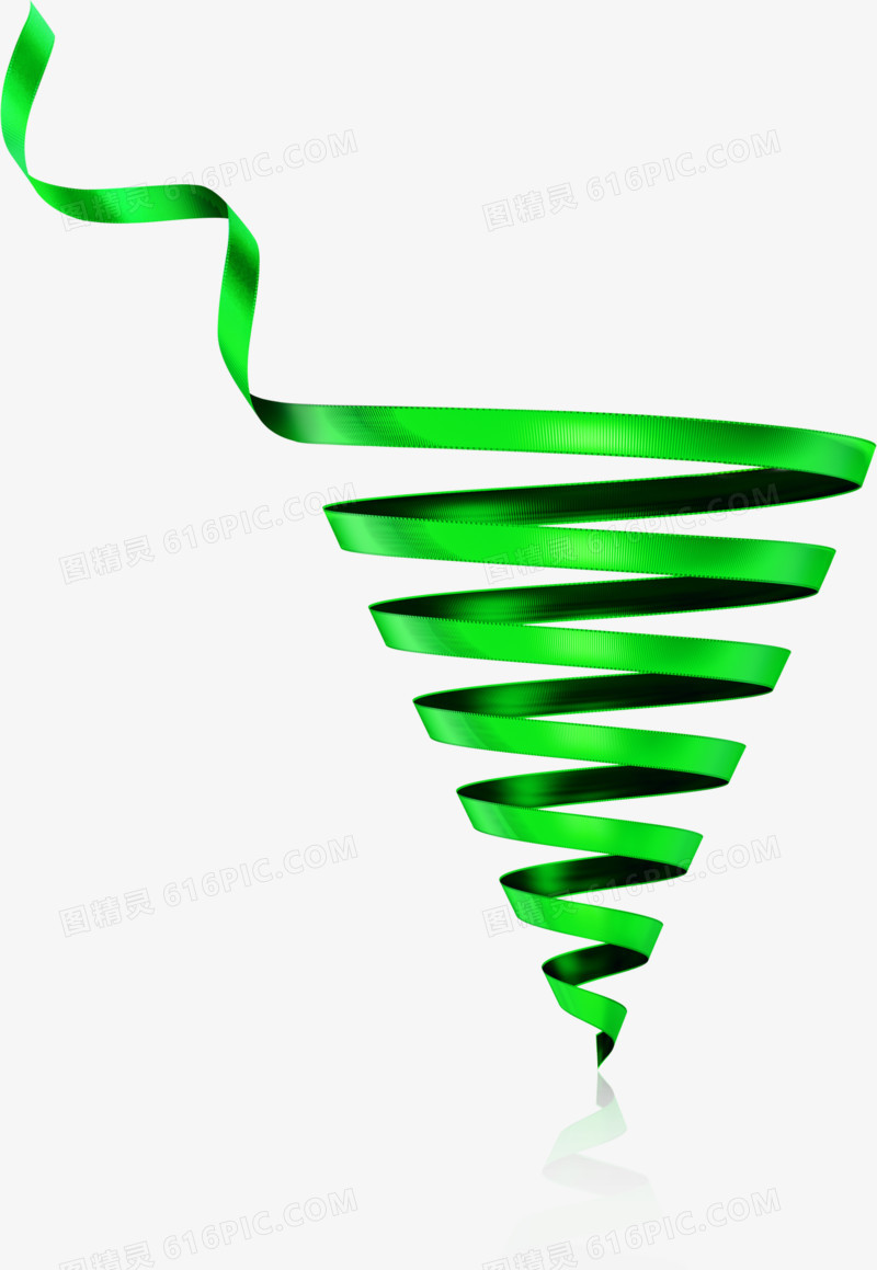 绿色螺旋纹丝带带子
