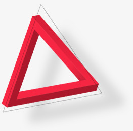虚线三角 红色立体三角体png素材