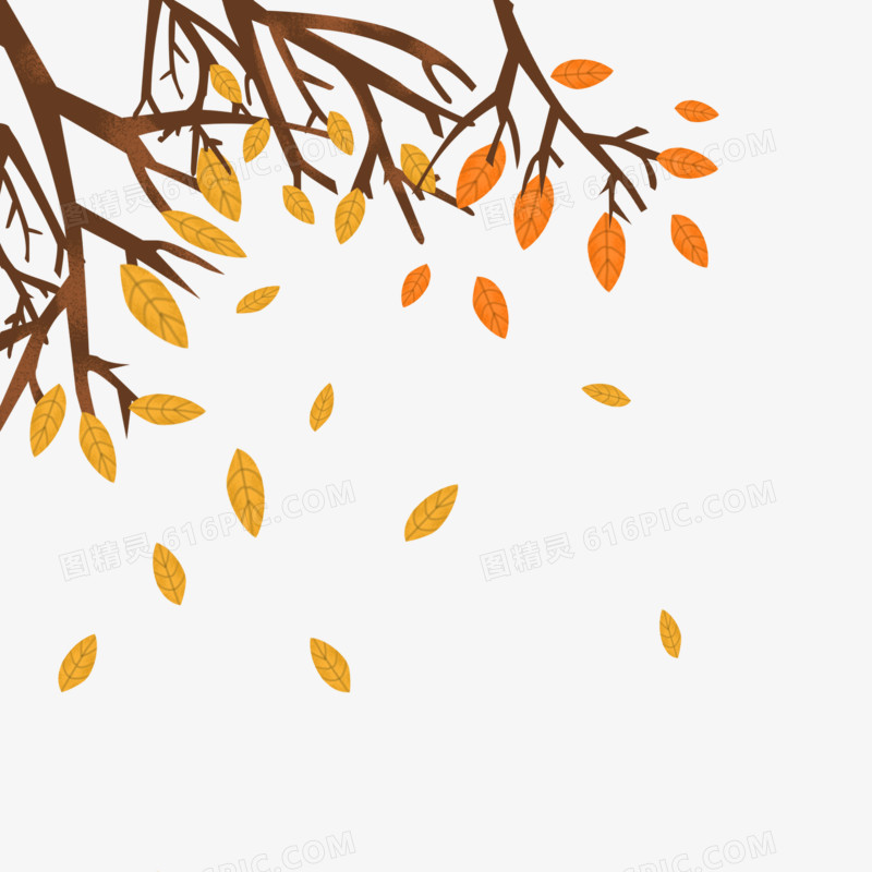 秋天枯黄落叶免抠素材