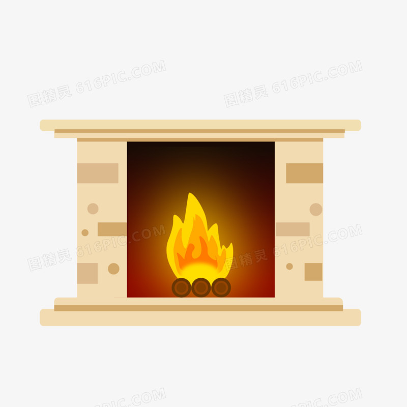 冬天燃烧的壁炉免抠元素