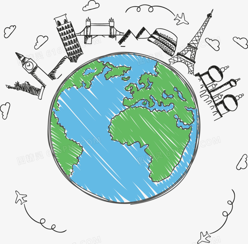 卡通手绘地图地球环保