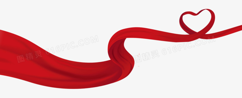 红色中国风曲线红绸装饰图案