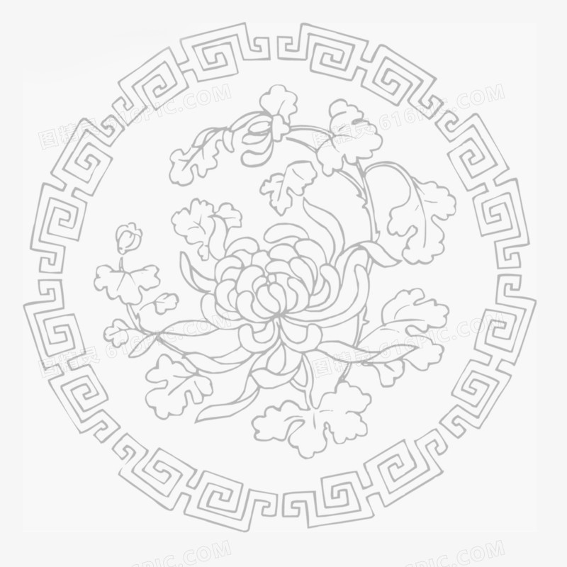 中国风圆形菊花纹理
