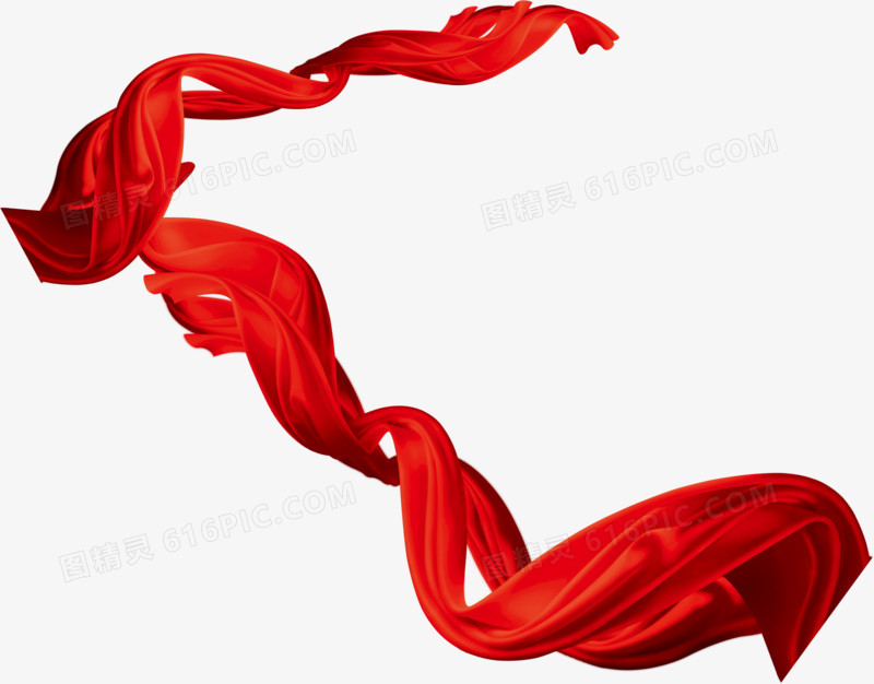 红色卡通漂浮丝带装饰