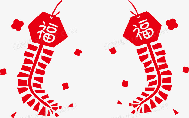 春节过年鞭炮六边形福字挂件