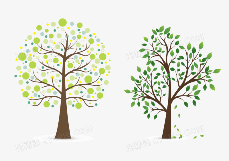 一棵树卡通树手稿树木涂鸦植物绿化树木四季树树叶植物主题设计背景