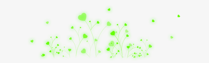 绿色荧光心形花枝漂浮