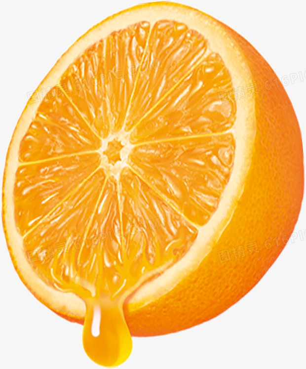 新鲜橙子汁水横切面
