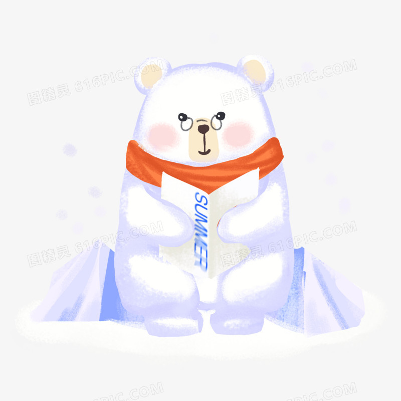 冬天北极熊创意手绘插画