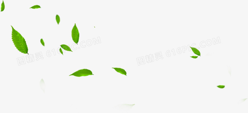 绿色卡通漂浮春天树叶