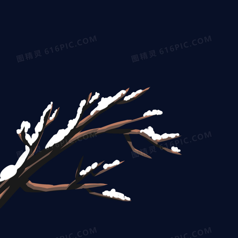卡通手绘雪天树枝免抠元素