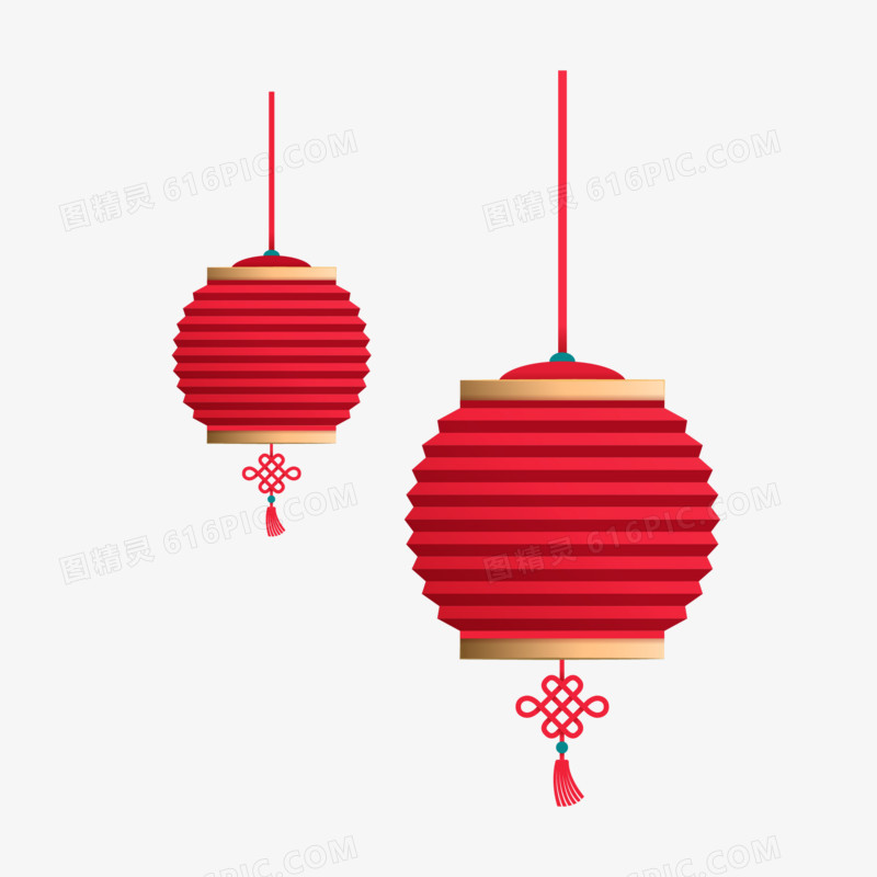 国潮中国风玫红色灯笼装饰免抠元素