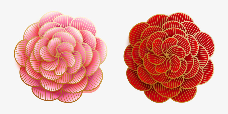 国潮中国风红色系花朵装饰免抠元素