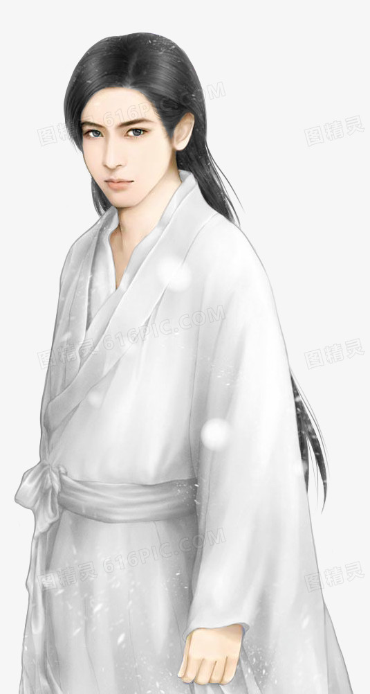 白衣忧郁男子古风立绘
