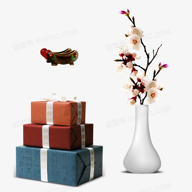 礼物盒 古典素材 梅花瓶子素材