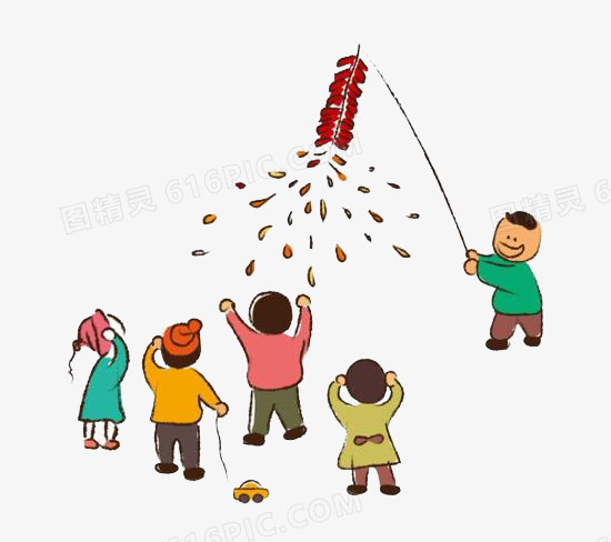 放鞭炮的小孩子
