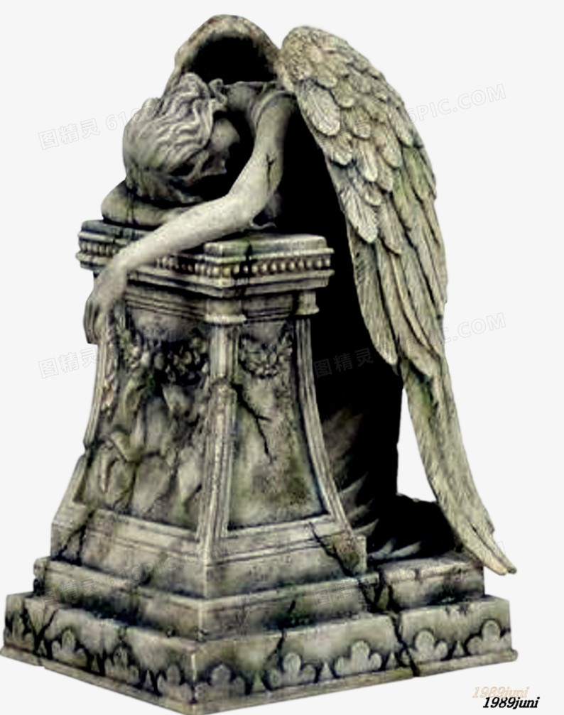 受伤的天使雕像png素材