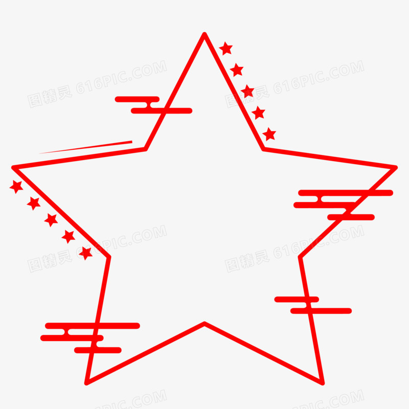 创意矢量红色五角星边框免抠元素