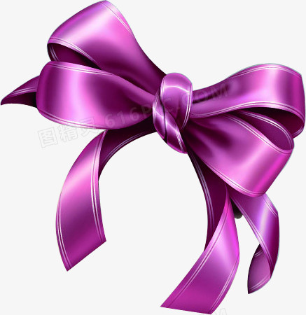 紫色卡通蝴蝶结装饰元素