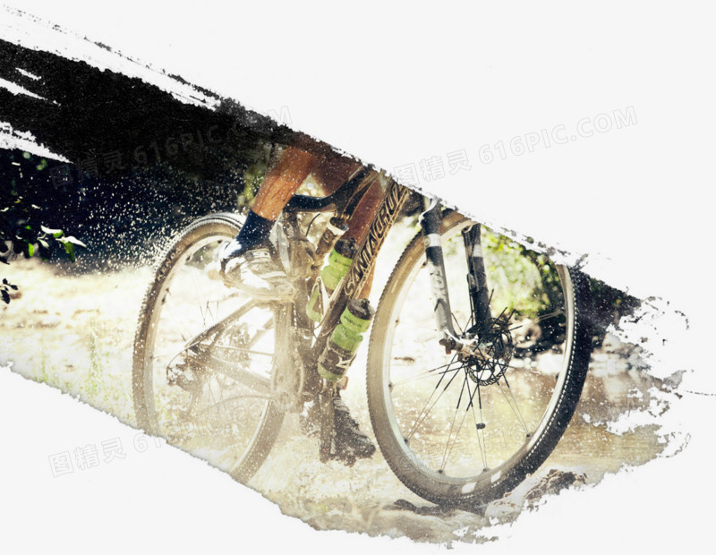 画笔框骑行自行车宣传海报素材