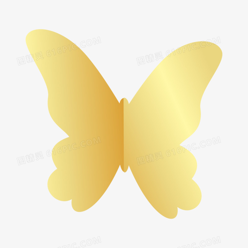 国潮金色蝴蝶免抠矢量装饰元素