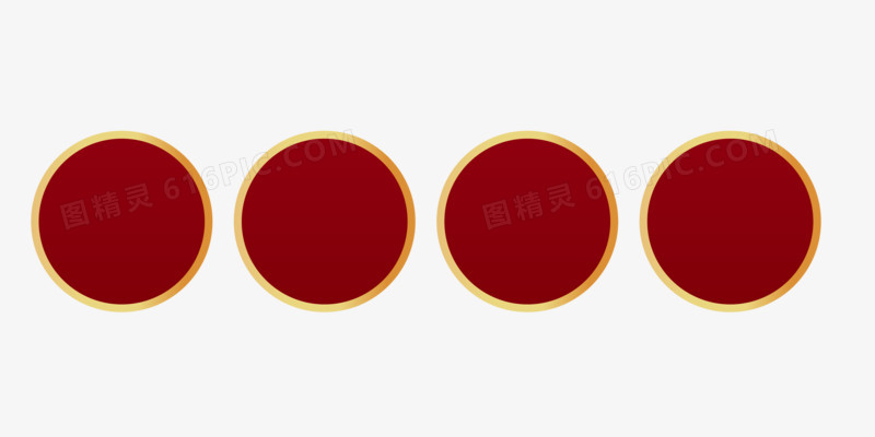 四个红底圆形 免抠矢量边框元素