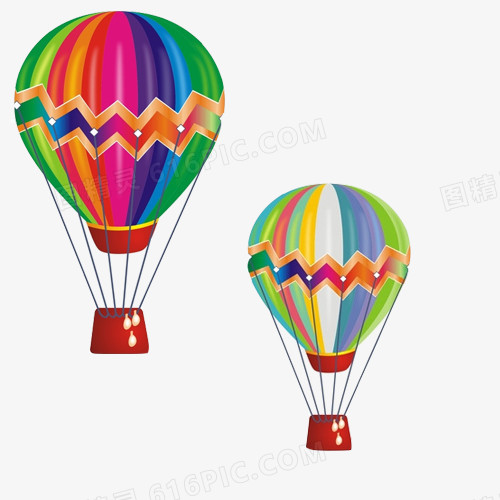 彩色热气球手绘画素材图片