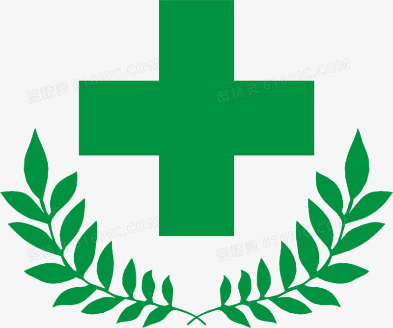 绿色十字医院标签