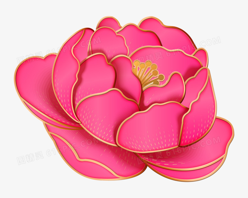 中国风国潮粉色鲜花装饰免抠矢量元素