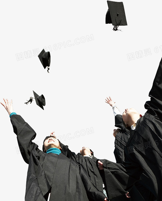 学生毕业 扔学士帽