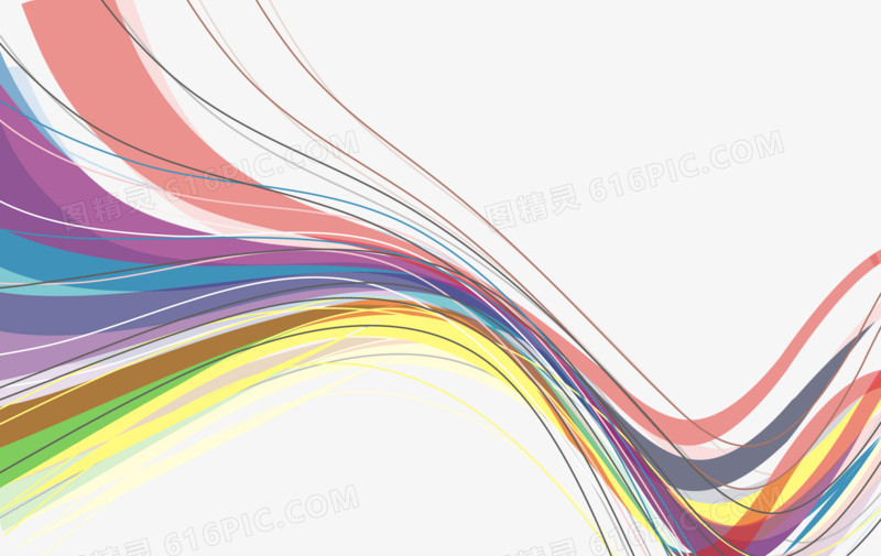 七色波浪线条装饰