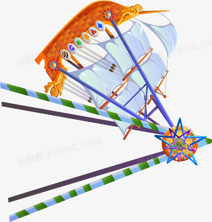 卡通帆船飞翔儿童节六一装饰
