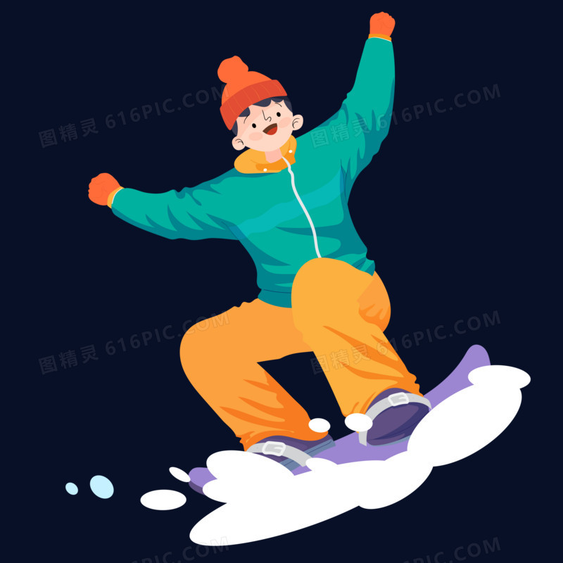 关键词:冬天冬日冬季运动室外滑雪滑雪板户外卡通手绘男生男孩人物