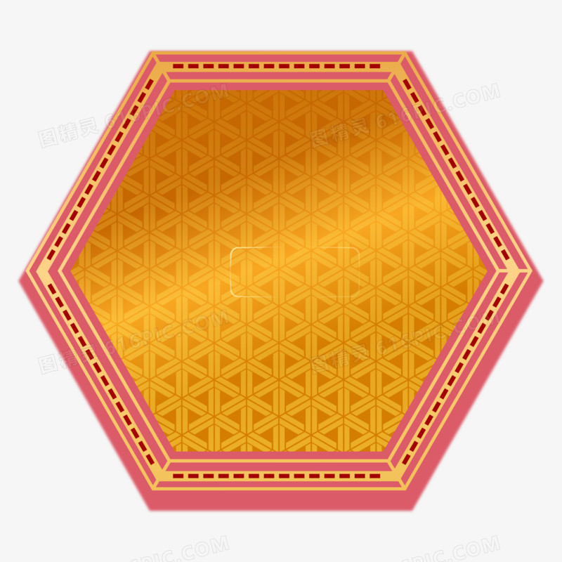 金色六边形中式纹理边框矢量元素