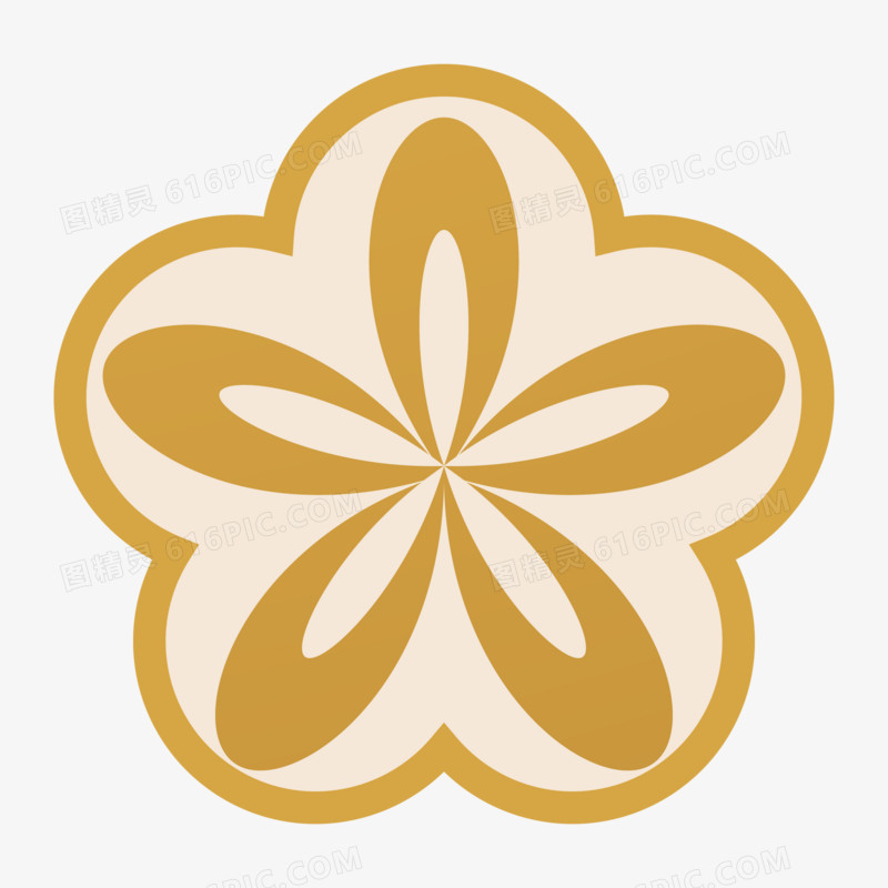 金色花朵免抠装饰矢量元素