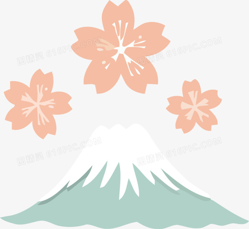 卡通火山樱花