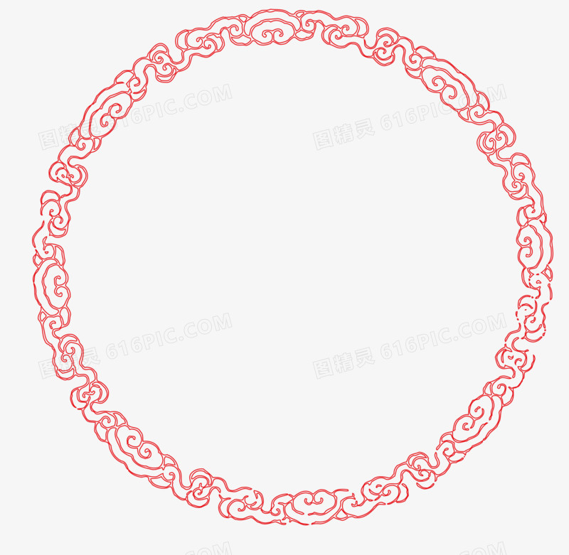 中国风红色圆形边框纹理