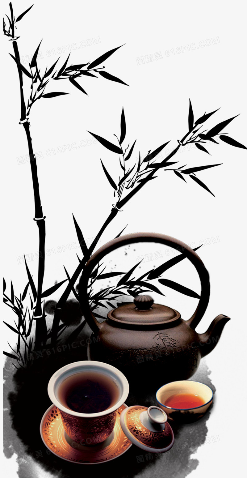 中国风古风茶文化竹子水墨