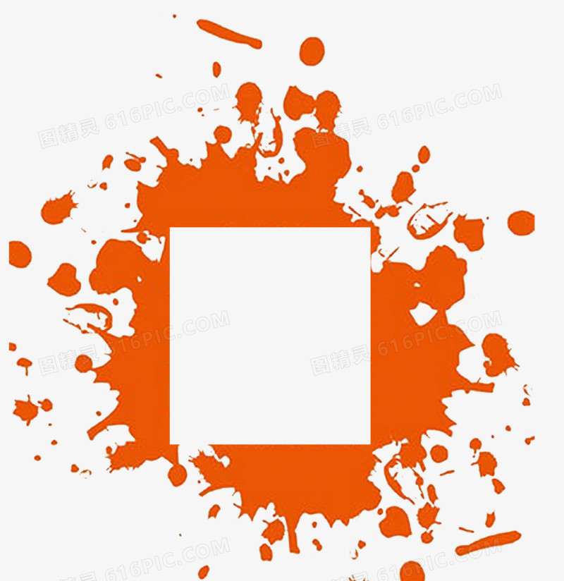 橘色撒油漆效果二维码边框