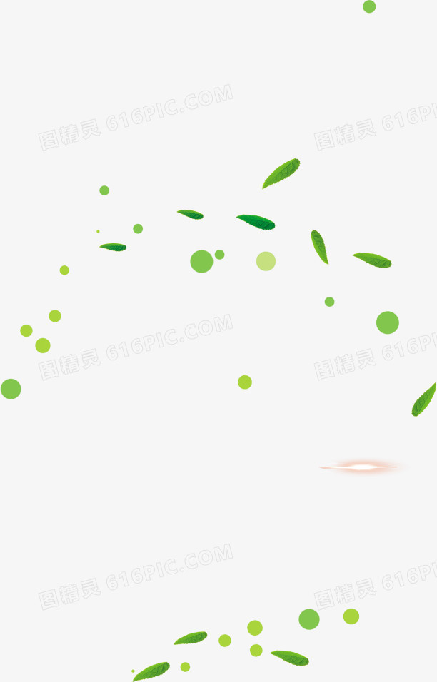 绿色清新漂浮树叶圆形气泡